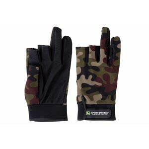 カモフラストレッチグローブ 3本指出し フリー グリーンカモフラ グローブ
