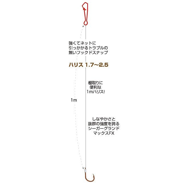 I-2S 海上釣堀 シマアジ銀 ハリ8号 ハリス2.5号 3組入