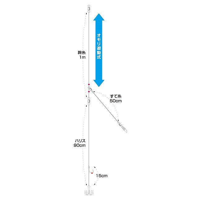 C-90 がちんこヒラメ オモリ遊動式 ハリ17号 ハリス6号 2組入