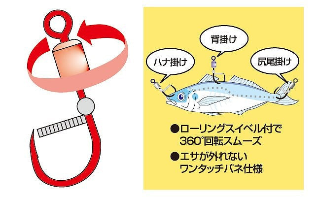 BS-1 泳がせエサ針 ブラック 4号 3個入