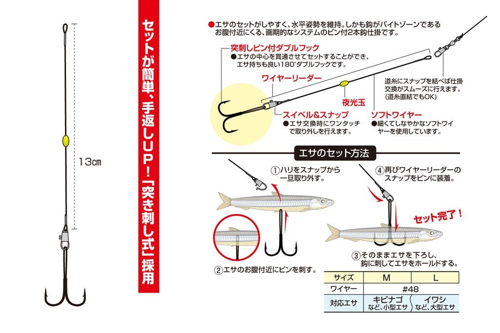 爆釣太刀魚 突刺し水平仕掛 M 2組