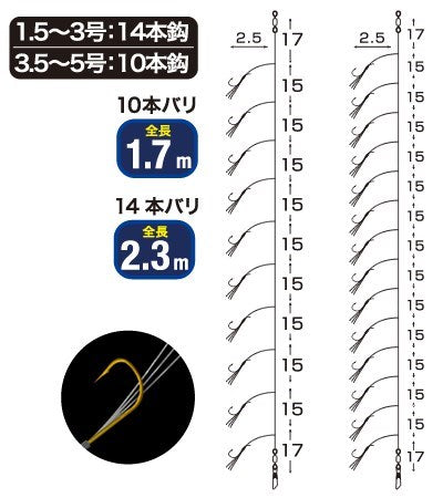 R518 ハイパーパニック 2.5-0.2号 14本鈎
