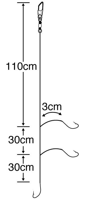 【アウトレット】アスリートキス 遠投モデル 8号 ハリス1.2 3本鈎×2セット