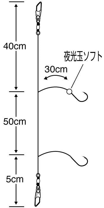 カサゴイシモチ五目ケイムラフック 13号 ハリス3 2本鈎×3セット