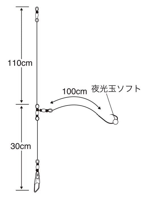 泳がせ胴突ケイムラフック 14号 ハリス10 1本鈎×2本セット