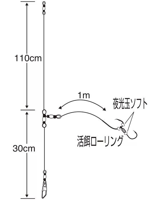 【アウトレット】匠技 泳がせ胴突 12号 ハリス6 1本鈎×2セット