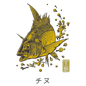 大漁祈願 蒔絵シール チヌ(ゴールド)