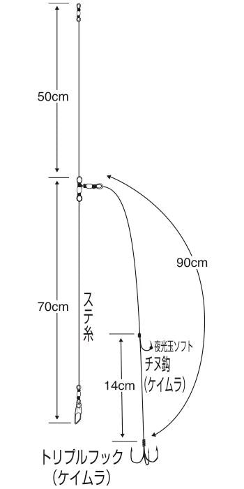 実船 トリプルヒラメ ケイムラ 7号 ハリス6 2セット