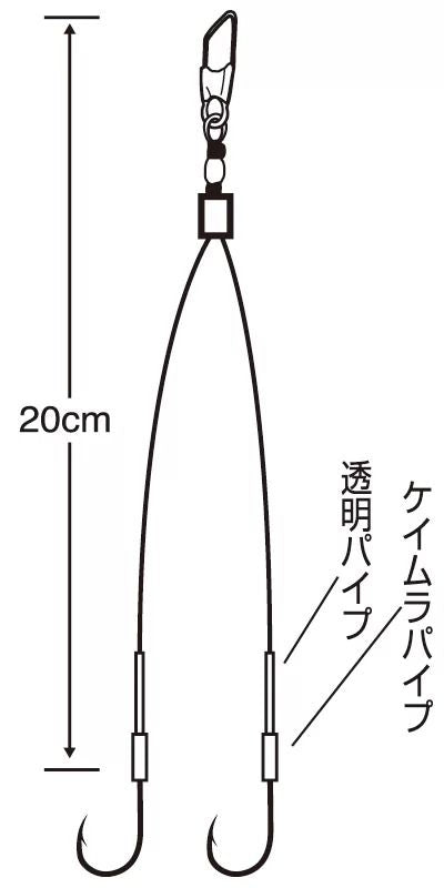 太刀魚銀座水平2点ダブルガード L号 ハリス6 2本鈎×2セット