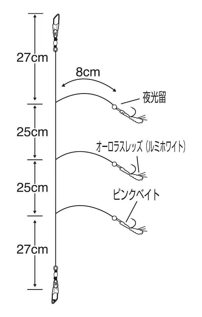 ぶっとばしサビキ ケイムラ\U0026グロー 7号 3本鈎×2セット