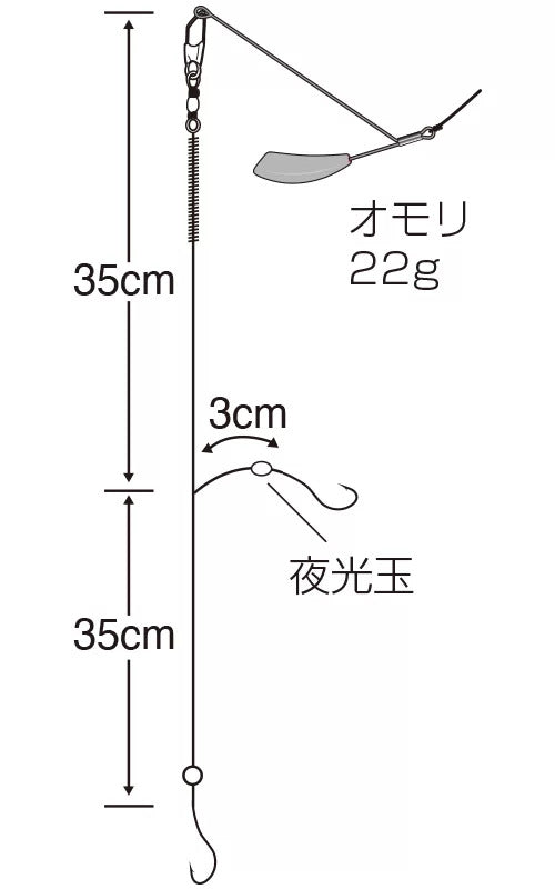 特選SLちょい投げライトセット 6号 2本鈎+スペア1セット