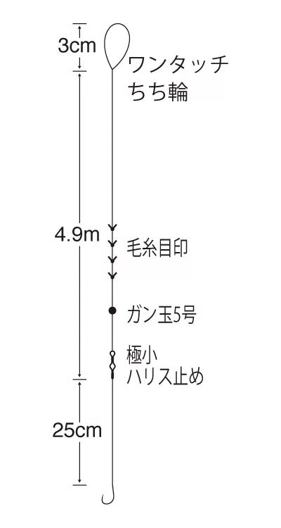 マルチ渓流 5.4m竿用 7.5号 1本鈎+スペア鈎2本