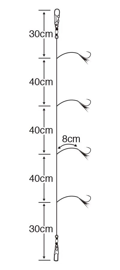 【アウトレット】実船 落とし込みケイムラショート 10号 ハリス14 4本鈎×1セット