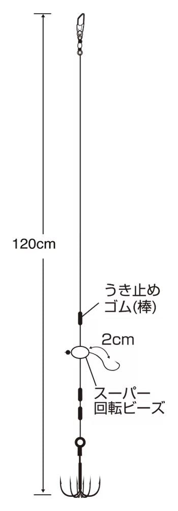 アオリ青物二刀流 うき釣り M号 ハリス4 1セット
