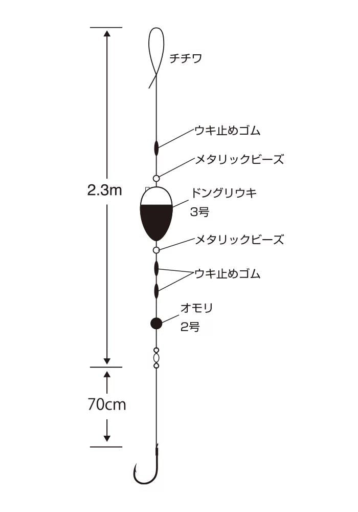 うきうきホッケ 円錐ウキ M ハリス2.5 1セット
