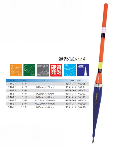 【アウトレット】逆光振込ウキ 6号 φ23.5×390mm