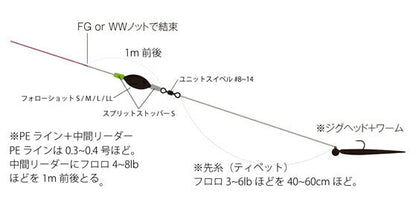 フォローショット ブラック LLサイズ/1.3g スローシンキング 本体2組
