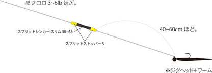 スプリットシンカースリム ブラック 6Bサイズ 本体2個入り