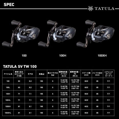 タトゥーラSV TW 100 右巻き ベイトリール