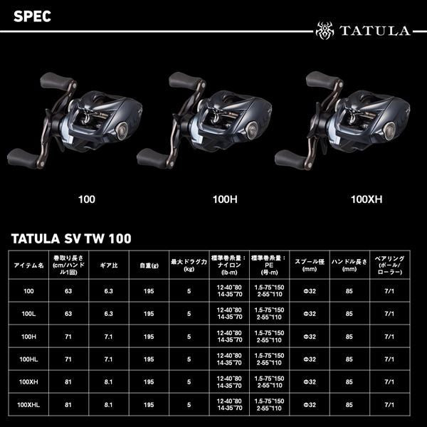 タトゥーラSV TW 100H 右巻き ベイトリール