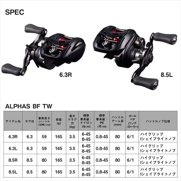 アルファスBF TW 8.5R 右巻き ベイトリール