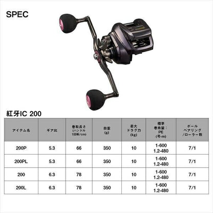 紅牙IC 200L 左巻き 両軸リール