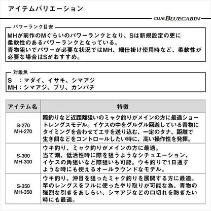 クラブブルーキャビン S-300･J 3.0m ロッド(海上釣堀/イカダ/カセ)