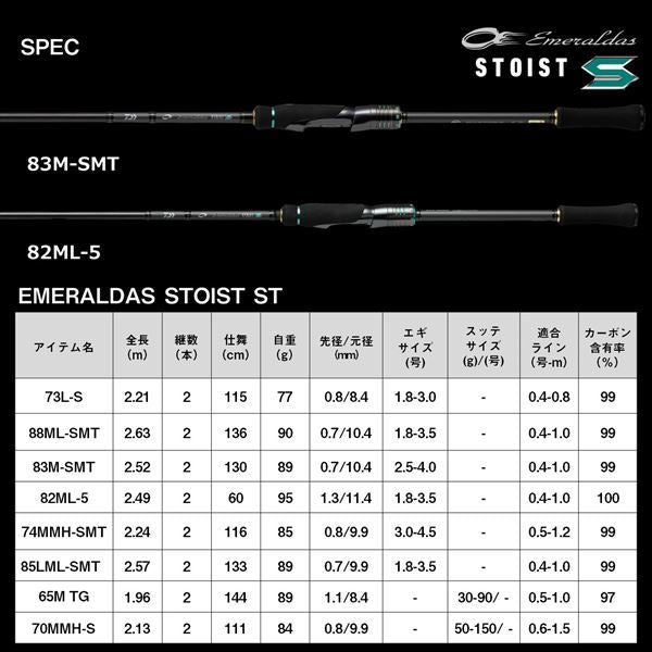 エメラルダス ストイストST(アウトガイドモデル) 85LML-SMT 2.57m ロッド(エギング)