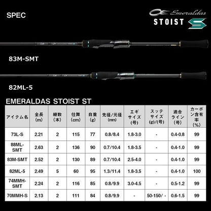 エメラルダス ストイストST(アウトガイドモデル) 70MMH-S 2.13m ロッド(エギング)