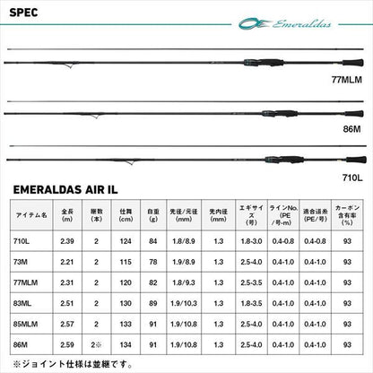 エメラルダスAIR IL(インターラインモデル) 83ML･J 2.51m ロッド(エギング)