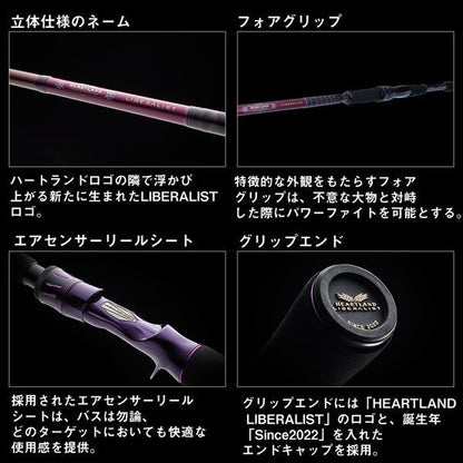 ハートランド リベラリスト 863ML+RS-25 スピニングモデル 2.59m ロッド(バス)