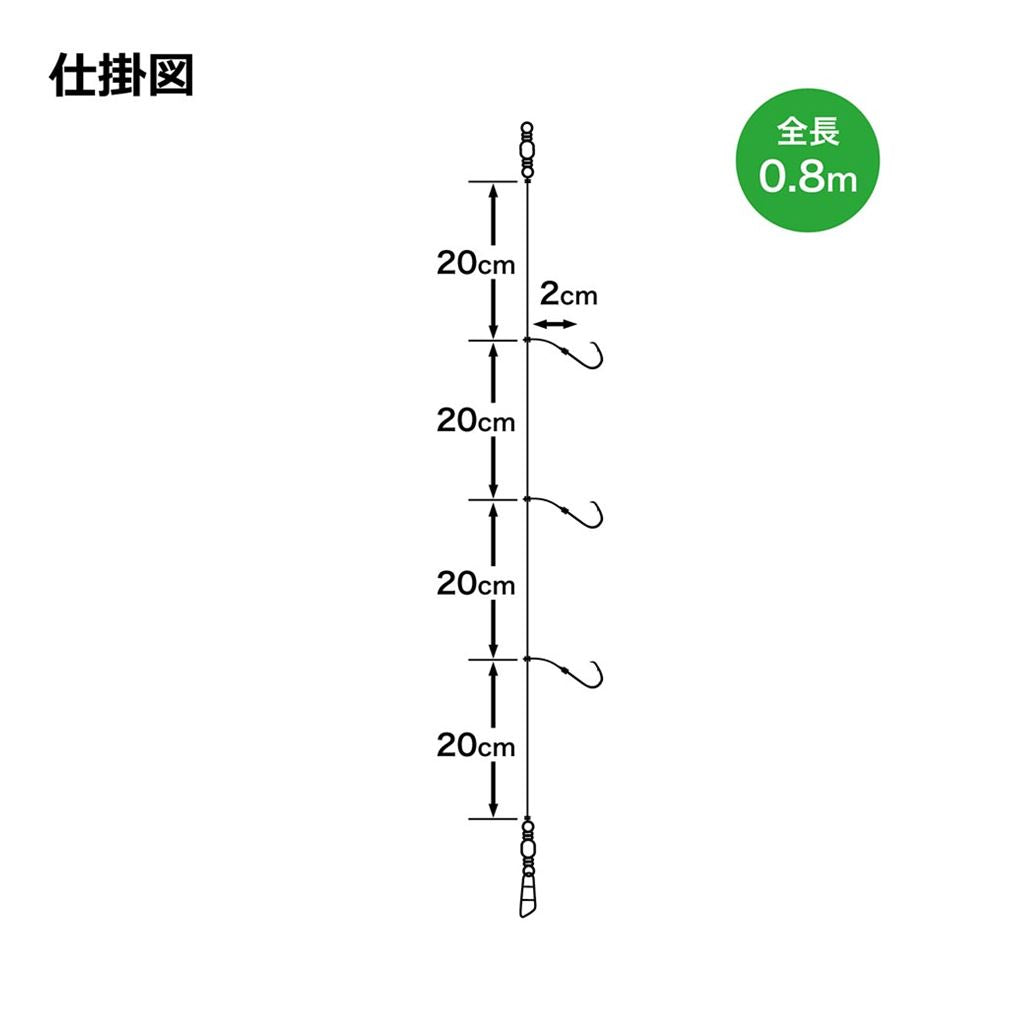 ASA067 堤防カワハギ仕掛 5号 3枚セット 仕掛け 3本針