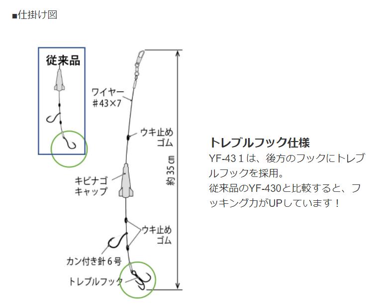 キビナゴキャップ 太刀魚仕掛け トレブルフック グロー 35cm 1.6g 2セット