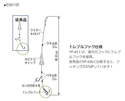 キビナゴキャップ 太刀魚仕掛け トレブルフック パープル 35cm 1.6g 2セット