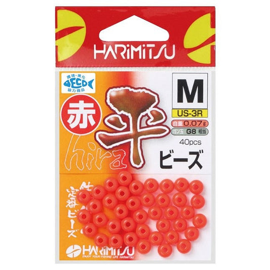 US-3R 平ビーズ 赤 M 40個入