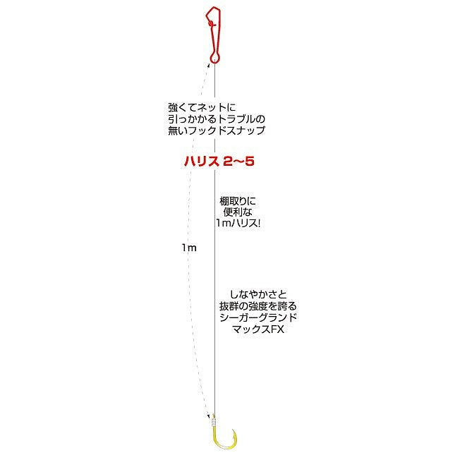 I-2Y 海上釣堀 黄 ハリ11号 ハリス4号 3組入