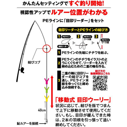 鮎ルアー 目印リーダー 全長1m 幹糸1号 2セット入
