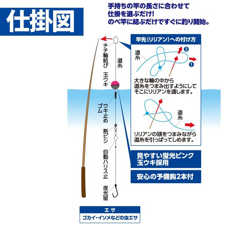 かんたんハゼウキ釣りセット 鈎2.7号/ハリス7号 1本鈎1セット