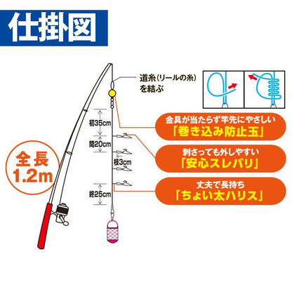 ハヤブサキッズ 使いやすいサビキセット 下カゴ式 S 4本鈎1セット