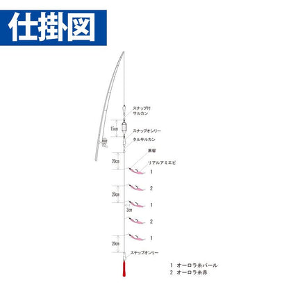 小アジ専科 上カゴサビキセット リアルアミエビ 鈎3号/ハリス0.6号 5本鈎1セット