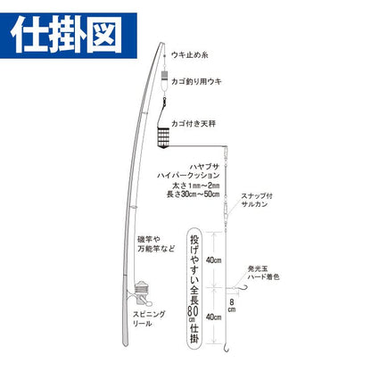 ひとっ飛び カゴ釣り五目 から鈎 鈎6号/ハリス1.5号 2本鈎3セット