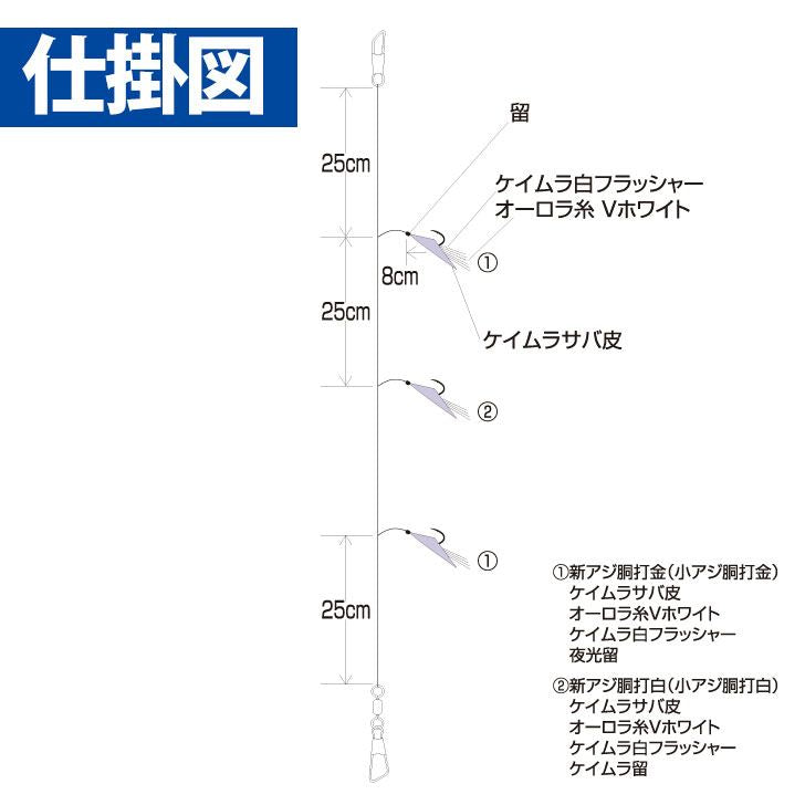 ひとっ飛び 飛ばしサビキ ケイムラサバ皮 レインボーフラッシャー 鈎7号/ハリス2号 3本鈎2セット