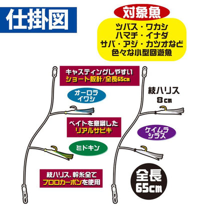 ジギングサビキ キャスティングタイプ 小型回遊魚 L 2本鈎2セット