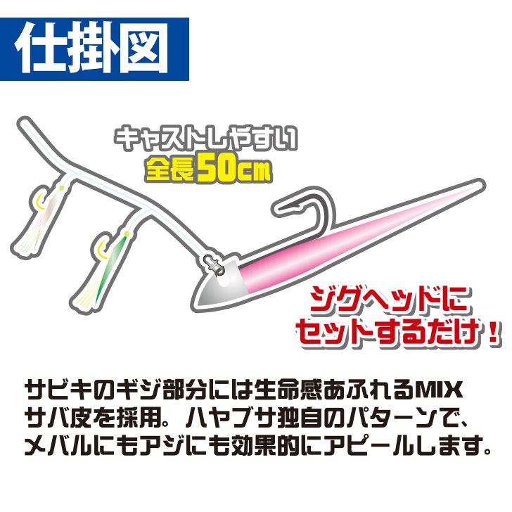 メバリング・アジングサビキ MIXサバ皮 M 2本鈎2セット