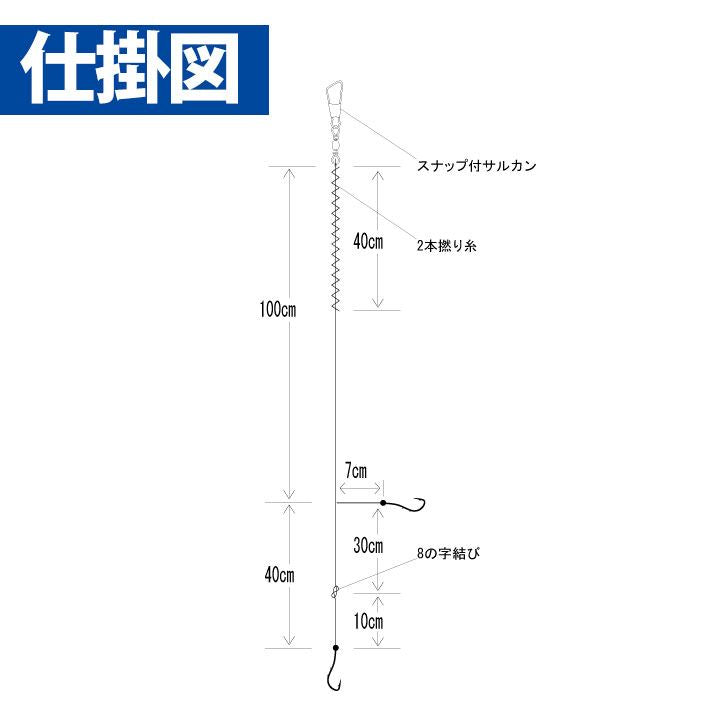 投げ釣り+α カモフラージュ 投げ五目 鈎10号/ハリス2号 2本鈎3セット