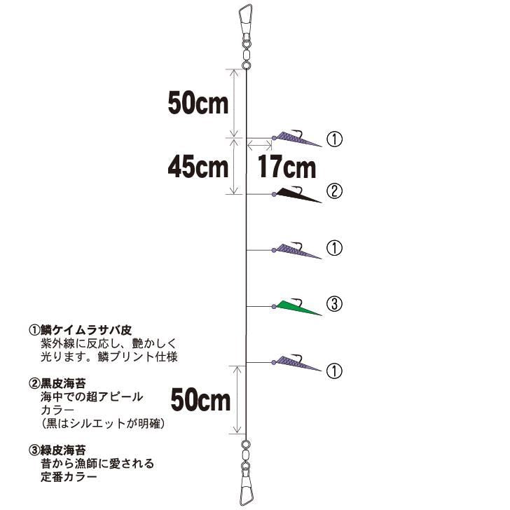 船極メバル頂天 鱗メバル ショート魚皮 鈎5号/ハリス0.8号 5本鈎1セット