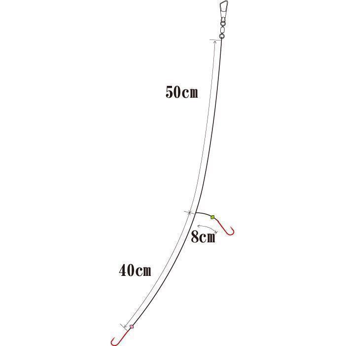 船キス仕掛 競技用キス 赤 鈎7号/ハリス0.8号 2本鈎2セット