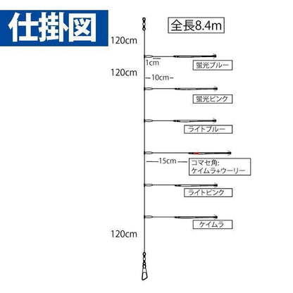 ピカイチスティック スイッチドット シングル コマセ角入り 鈎11号/ハリス3号 6本鈎1セット