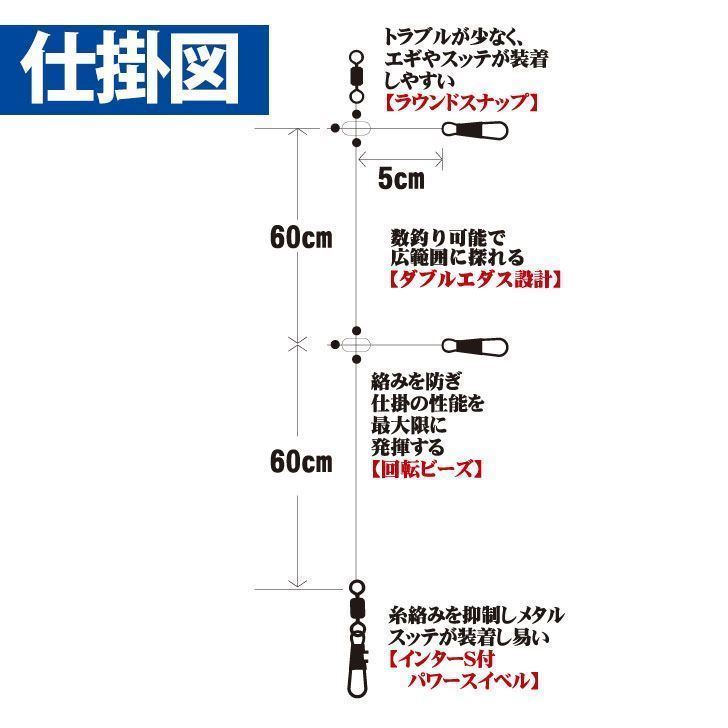 ハヤブサ SR429-4-4 イカメタルリーダー ダブル ステルスブラック ハリス4号/幹糸4号 2個入 オフショア ルアー イカ釣り 釣具 Hayabusa