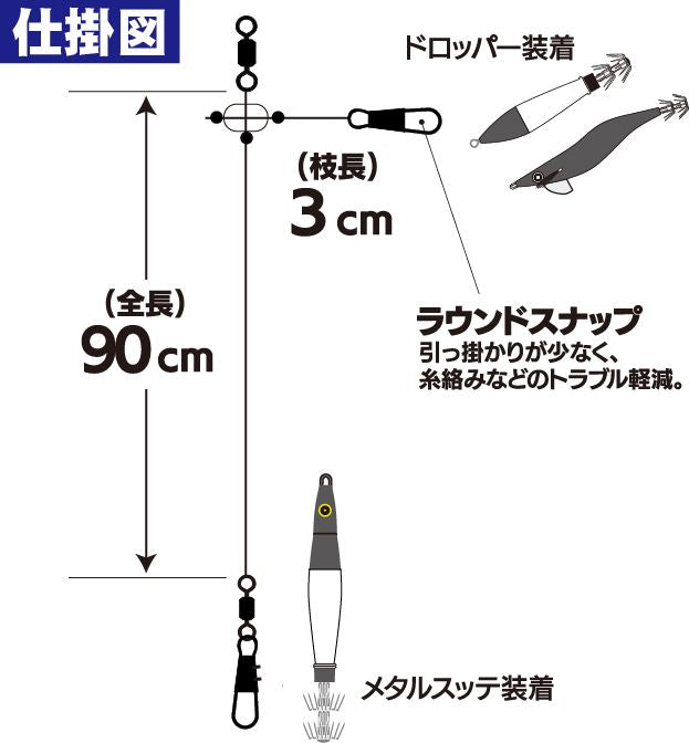 イカメタルリーダー シングル 超ショートハリス ハリス4号 2セット入